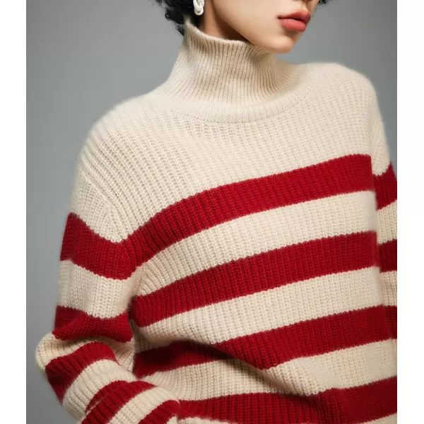 CHARTOU Women's Oversized Sweater Turtleneck 2023 Fall Stripes Pullover Sweater Jumpers
