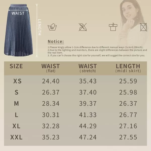 CHARTOU Women's Premium Metallic Shiny Shimmer Accordion Pleated Long Maxi Skirt