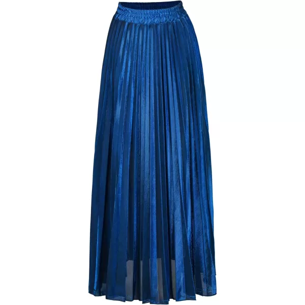 CHARTOU Women's Premium Metallic Shiny Shimmer Accordion Pleated Long Maxi Skirt