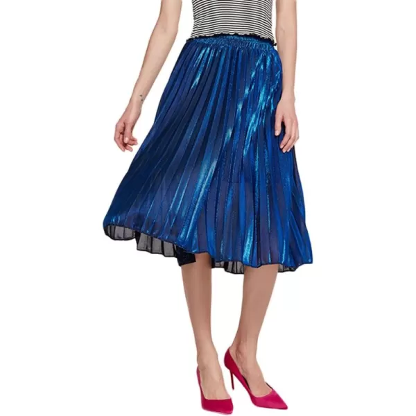 CHARTOU Women's Premium Metallic Shiny Shimmer Accordion Pleated Long Maxi Skirt