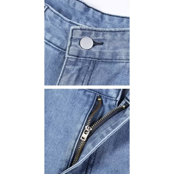 CHARTOU Women's Retro Loose Fit High Waist Zipper Distressed Flare Wide Leg Denim Pants Jeans