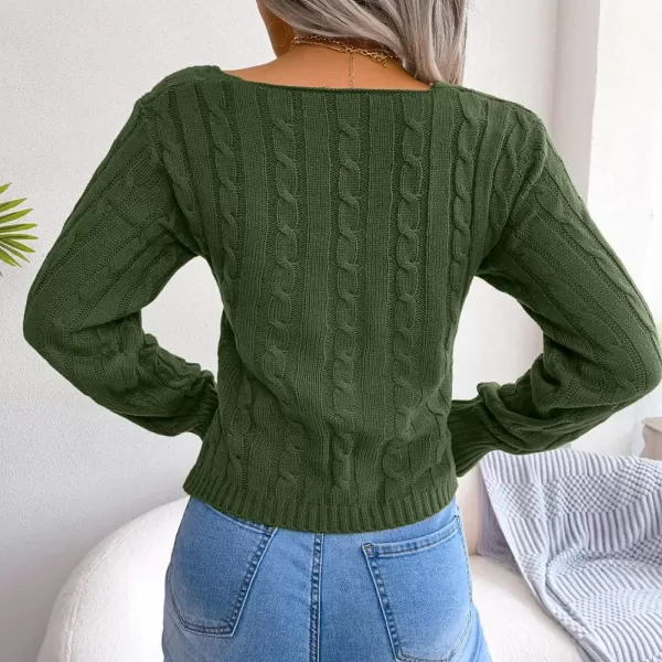 CHARTOU Women's Sexy Wrap V Neck Cross Front Cable Knit Crop Pullover Sweater