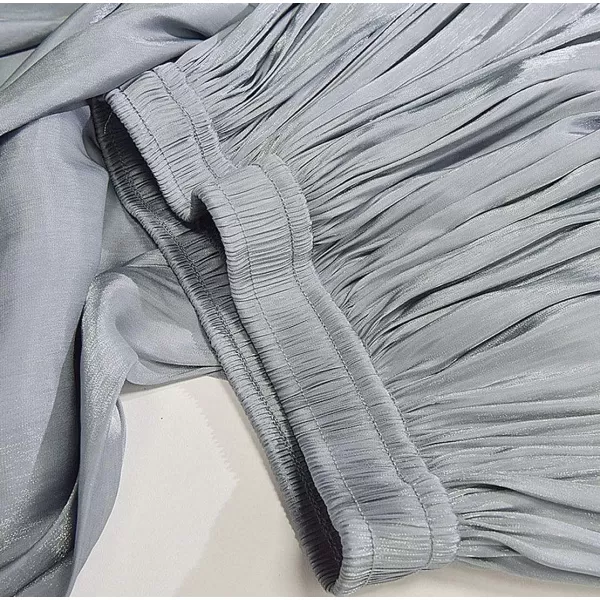 CHARTOU Womens Silky Lustrous Elastic Waist Pleated Accordion Midi Long Skirts