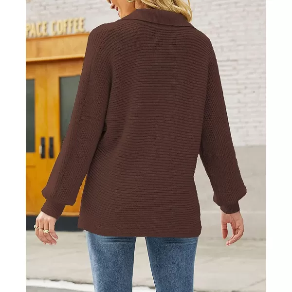 CHARTOU Women's Slouchy Oversized Lapel Collar Batwing Sleeve Sweatshirt Rib-Knit Pullover Sweater