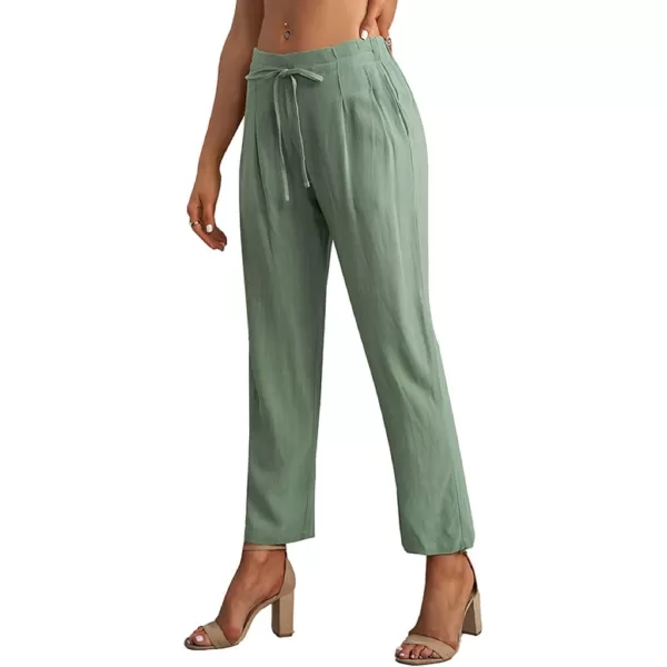 CHARTOU Women's Spring Drawstring Waist Loose Fit Cotton Straight Leg Palazzo Beach Pants