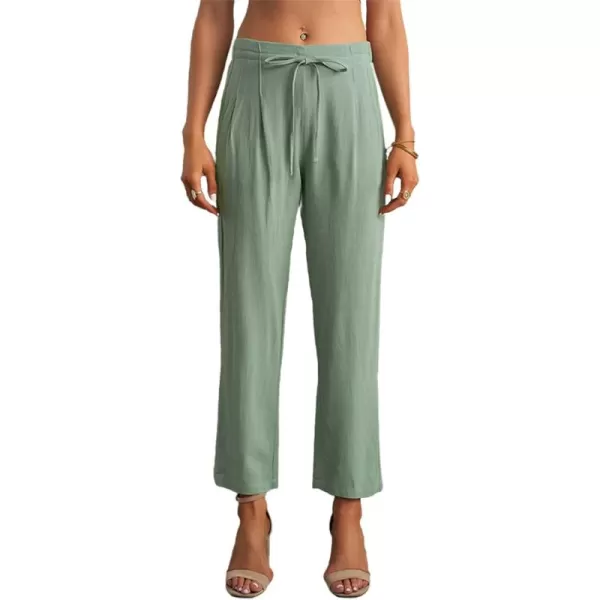 CHARTOU Women's Spring Drawstring Waist Loose Fit Cotton Straight Leg Palazzo Beach Pants