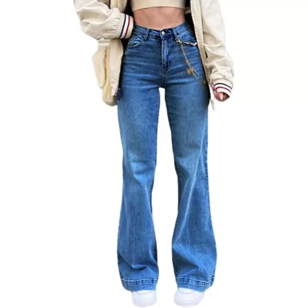 CHARTOU Women's Stretchy High Waist Bell Bottoms Flared Y2k Denim Jeans Pants