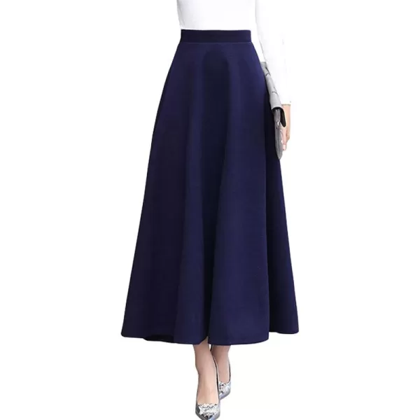 CHARTOU Women's Stretchy High Waist Woolen Flared A Line Swing Maxi Long Skirt