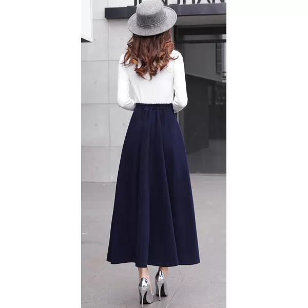 CHARTOU Women's Stretchy High Waist Woolen Flared A Line Swing Maxi Long Skirt