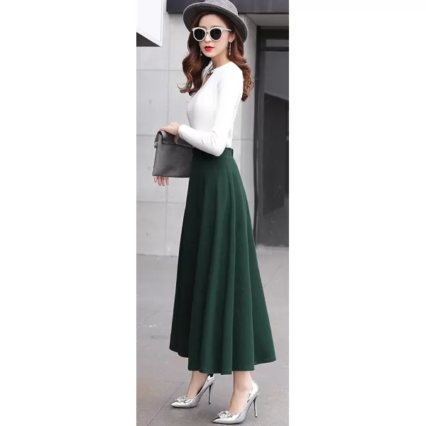 CHARTOU Women's Stretchy High Waist Woolen Flared A Line Swing Maxi Long Skirt