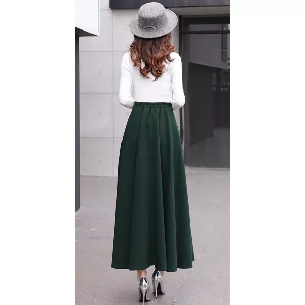 CHARTOU Women's Stretchy High Waist Woolen Flared A Line Swing Maxi Long Skirt