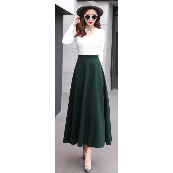 CHARTOU Women's Stretchy High Waist Woolen Flared A Line Swing Maxi Long Skirt