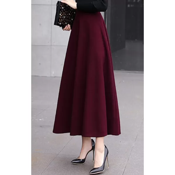 CHARTOU Women's Stretchy High Waist Woolen Flared A Line Swing Maxi Long Skirt