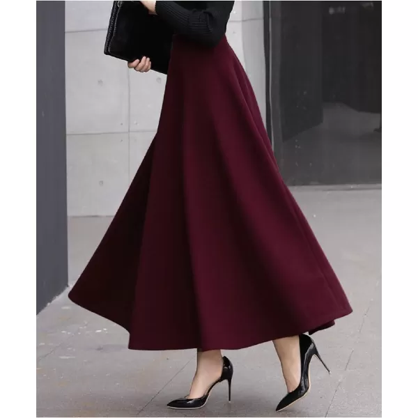 CHARTOU Women's Stretchy High Waist Woolen Flared A Line Swing Maxi Long Skirt