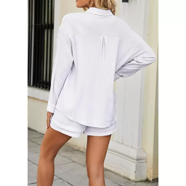 CHARTOU Women's Summer 2 Piece Outfit Sets Oversized Blouse Drawstring Shorts Sweatsuit