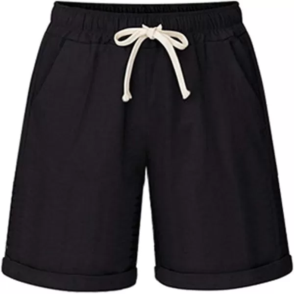 CHARTOU Women's Summer Casual Drawstring Waisted Linen Clothing Shorts