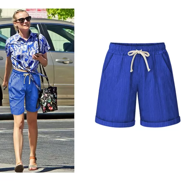CHARTOU Women's Summer Casual Drawstring Waisted Linen Clothing Shorts