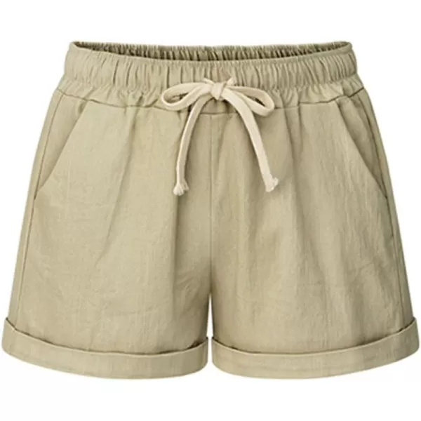 CHARTOU Women's Summer Casual Drawstring Waisted Linen Clothing Shorts