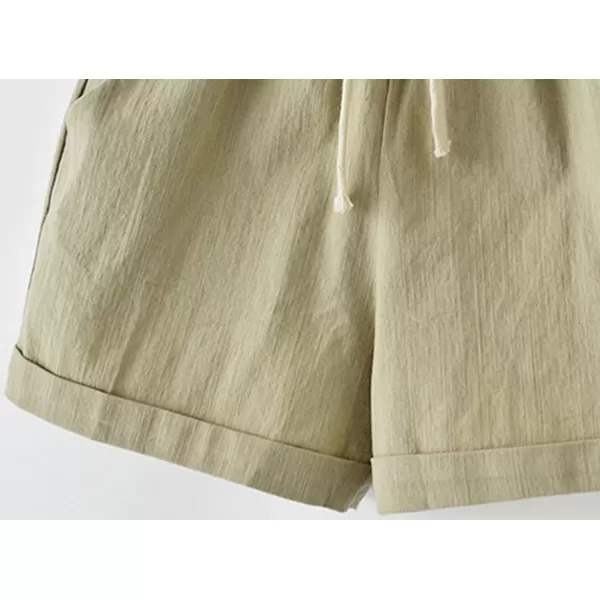 CHARTOU Women's Summer Casual Drawstring Waisted Linen Clothing Shorts