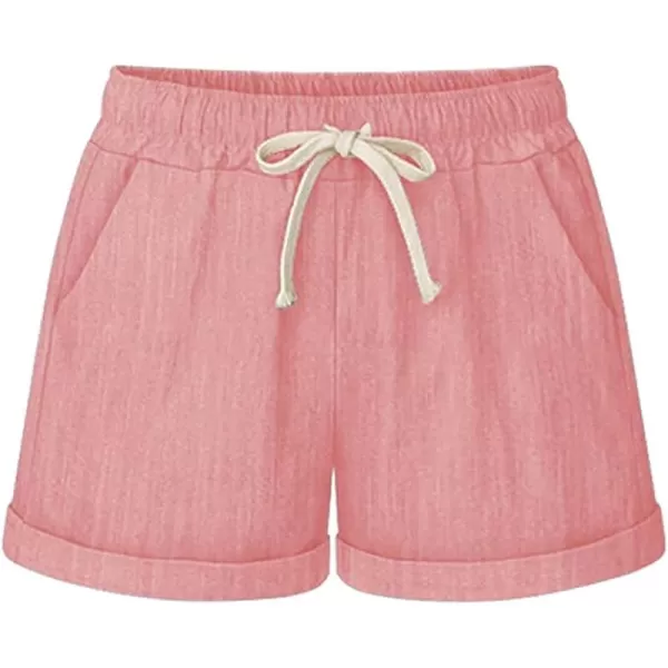 CHARTOU Women's Summer Casual Drawstring Waisted Linen Clothing Shorts
