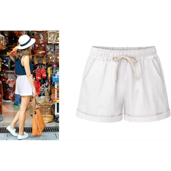 CHARTOU Women's Summer Casual Drawstring Waisted Linen Clothing Shorts