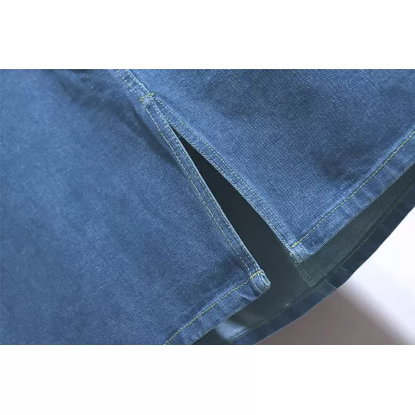 CHARTOU Women's Summer Casual Elastic Waist Pockets Work Midi Denim A Line Skirt