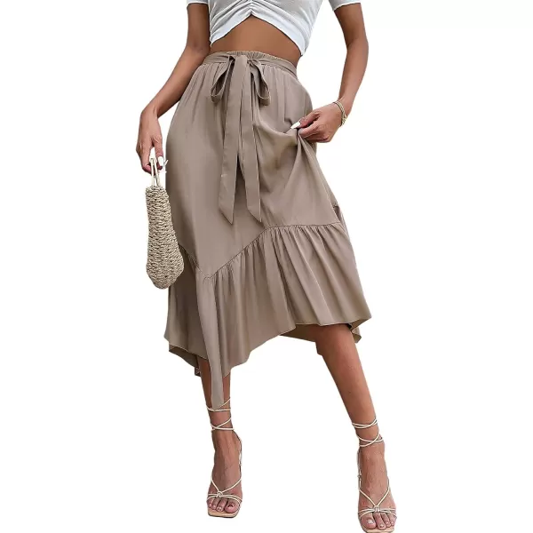 CHARTOU Women's Summer Casual Flowy Ruffled Handkerchief Hemline Midi Skirt