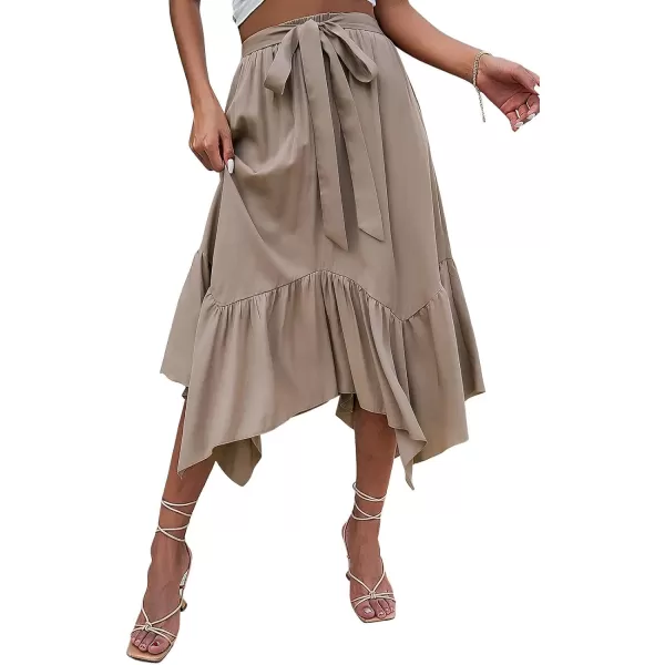 CHARTOU Women's Summer Casual Flowy Ruffled Handkerchief Hemline Midi Skirt
