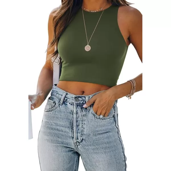 CHARTOU Women's Summer Crop Tops Racer Back Sleeveless Tank Shirt Tops