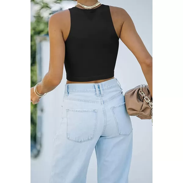 CHARTOU Women's Summer Crop Tops Racer Back Sleeveless Tank Shirt Tops