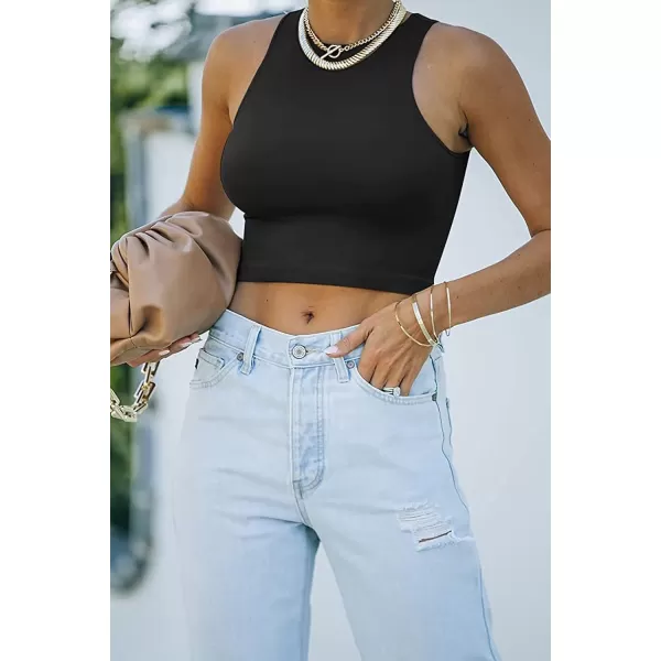 CHARTOU Women's Summer Crop Tops Racer Back Sleeveless Tank Shirt Tops