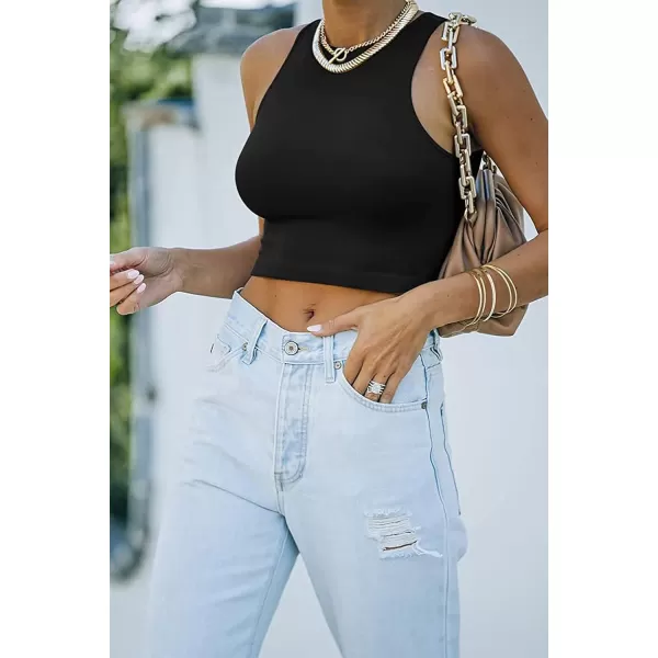 CHARTOU Women's Summer Crop Tops Racer Back Sleeveless Tank Shirt Tops