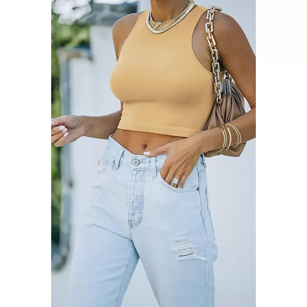 CHARTOU Women's Summer Crop Tops Racer Back Sleeveless Tank Shirt Tops