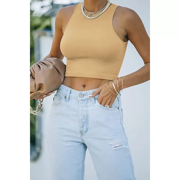 CHARTOU Women's Summer Crop Tops Racer Back Sleeveless Tank Shirt Tops