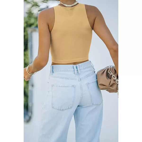 CHARTOU Women's Summer Crop Tops Racer Back Sleeveless Tank Shirt Tops