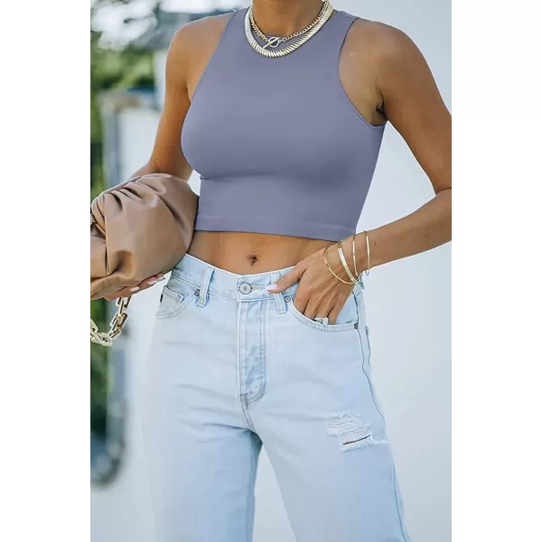 CHARTOU Women's Summer Crop Tops Racer Back Sleeveless Tank Shirt Tops