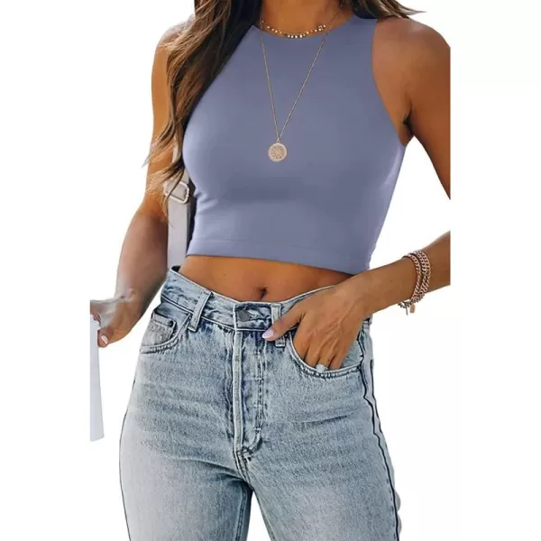 CHARTOU Women's Summer Crop Tops Racer Back Sleeveless Tank Shirt Tops