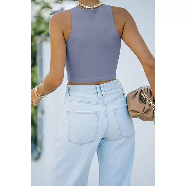 CHARTOU Women's Summer Crop Tops Racer Back Sleeveless Tank Shirt Tops