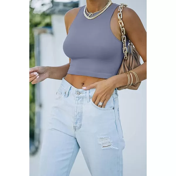 CHARTOU Women's Summer Crop Tops Racer Back Sleeveless Tank Shirt Tops