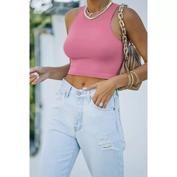 CHARTOU Women's Summer Crop Tops Racer Back Sleeveless Tank Shirt Tops