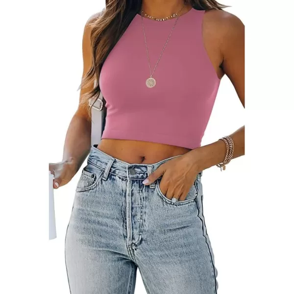 CHARTOU Women's Summer Crop Tops Racer Back Sleeveless Tank Shirt Tops