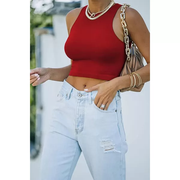 CHARTOU Women's Summer Crop Tops Racer Back Sleeveless Tank Shirt Tops