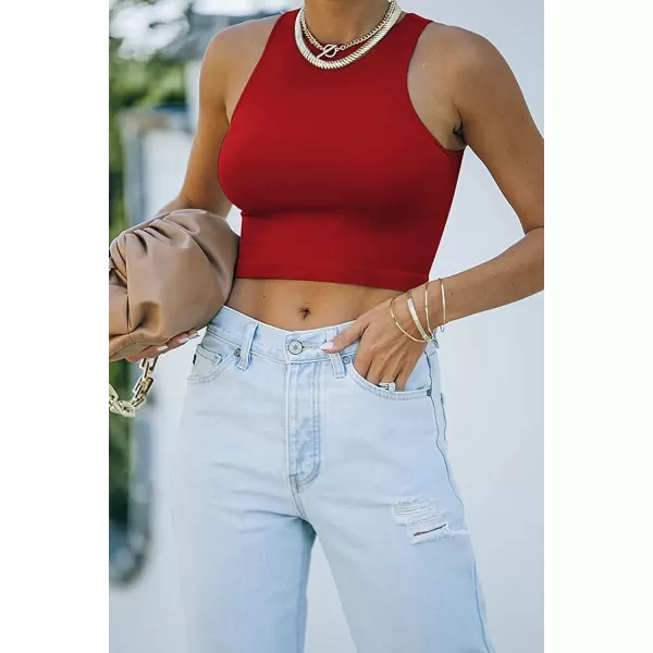 CHARTOU Women's Summer Crop Tops Racer Back Sleeveless Tank Shirt Tops