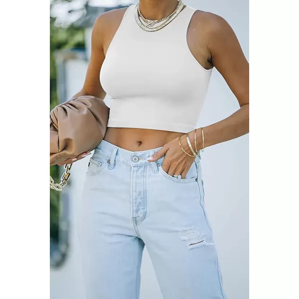CHARTOU Women's Summer Crop Tops Racer Back Sleeveless Tank Shirt Tops