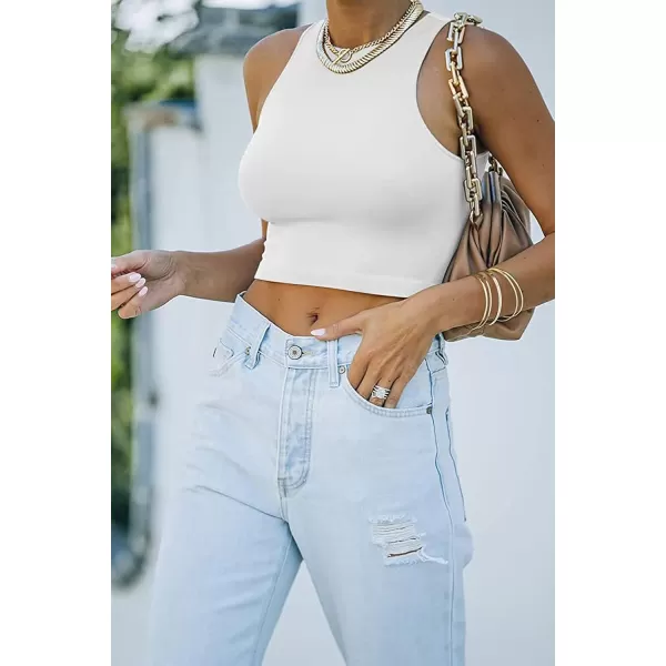 CHARTOU Women's Summer Crop Tops Racer Back Sleeveless Tank Shirt Tops