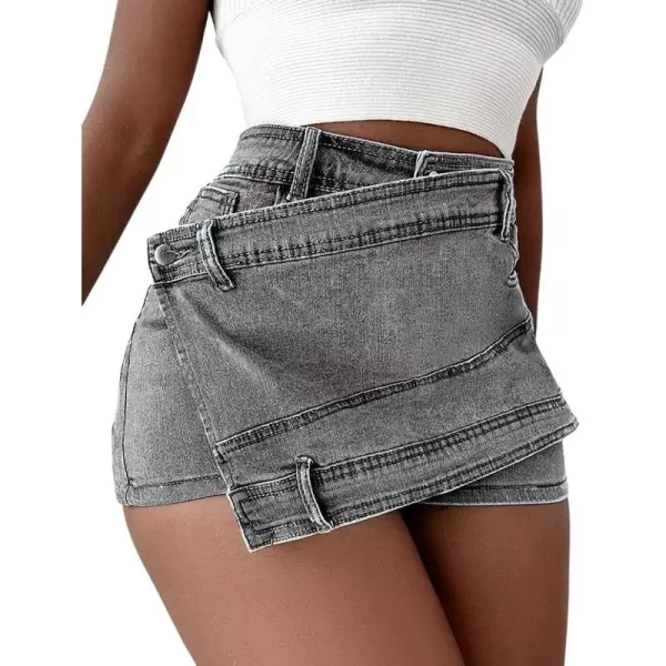 CHARTOU Women's Summer High Rise Asymmetrical Jean Shorts Criss Crossover Hot Shorts