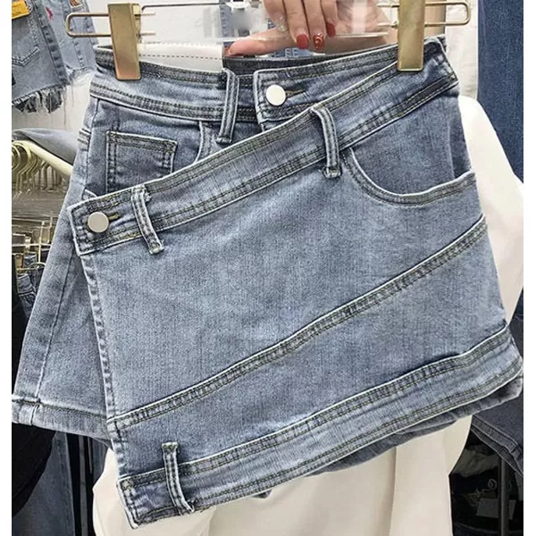 CHARTOU Women's Summer High Rise Asymmetrical Jean Shorts Criss Crossover Hot Shorts