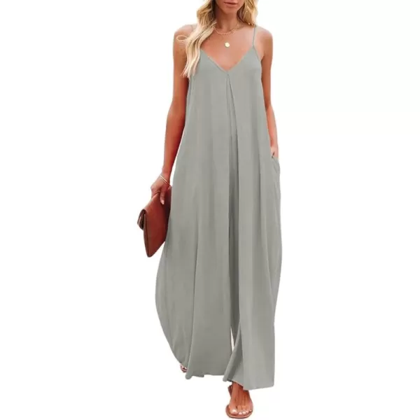 CHARTOU Women's Summer Jumpsuit Spaghetti Straps Wide-Leg Back Self-Tie Overall Rompers with Pockets