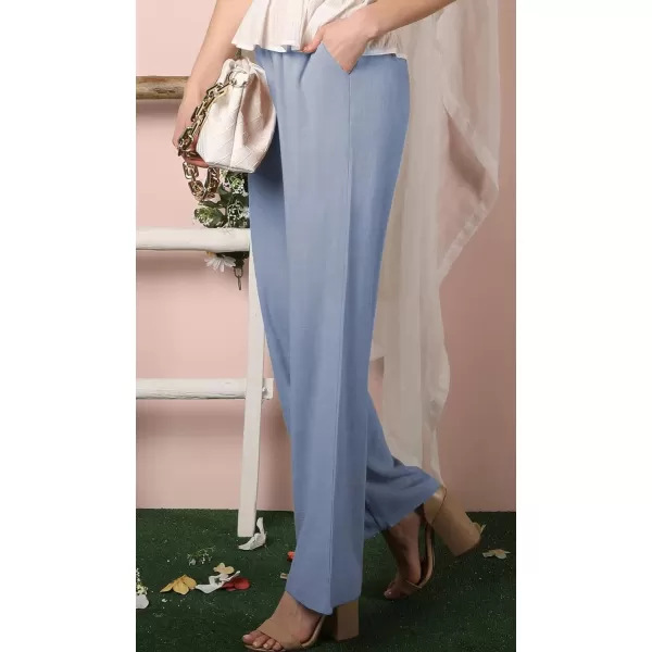 CHARTOU Women's Summer Lightweight Elastic Waist Cotton Linen Straight-Leg Loose Fit Palazzo Pants