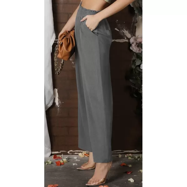 CHARTOU Women's Summer Lightweight Elastic Waist Cotton Linen Straight-Leg Loose Fit Palazzo Pants